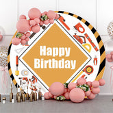 Maschinenbau Werkzeug Gelb Runden Glücklich Geburtstag Hintergrund